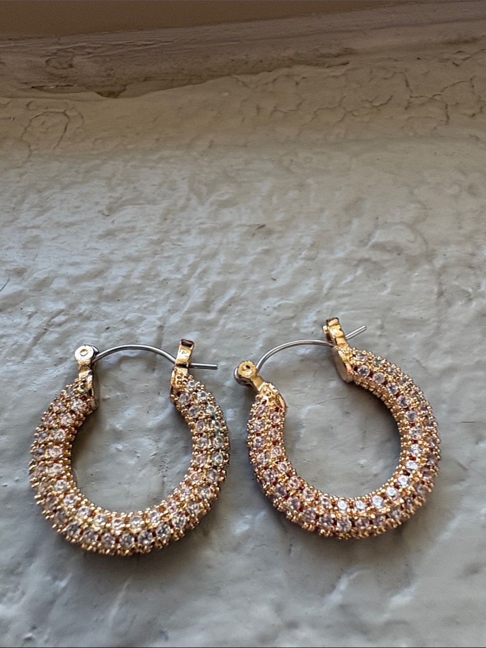 Sparkling Gold Crystal Hoop Earrings for Women- costume jewelry